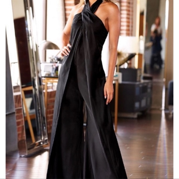 BOSTON PROPER BLACK HALTER WIDE-LEG JUMPSUIT XS NWT - Picture 2 of 8